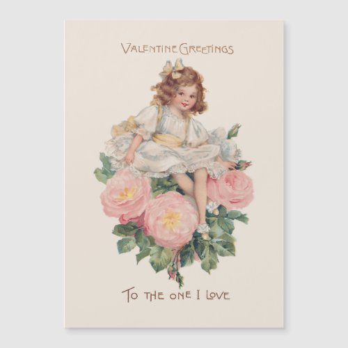 Pretty Vintage Child Roses  Valentine Greeting