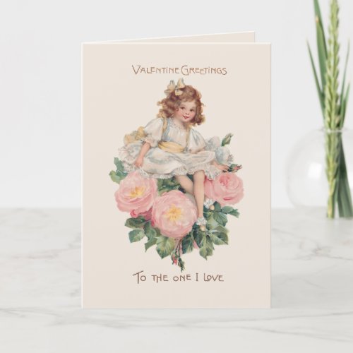 Pretty Vintage Child Roses  Valentine Greeting Holiday Card