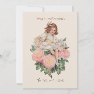 Pretty Vintage Child, Roses & Valentine Greeting