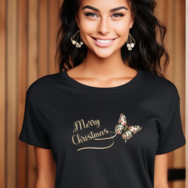 Pretty Vintage Christmas Butterfly  Tri-Blend Shirt (Creator Uploaded)