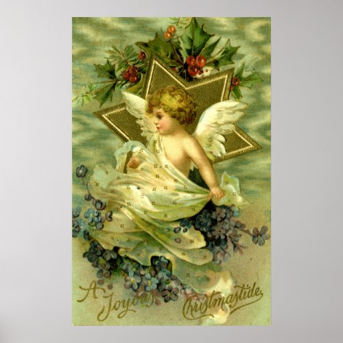 Pretty Vintage Christmas Cherub Poster