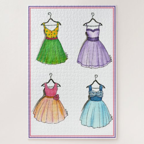 Pretty Vintage Clothing 1950s Prom Party Dresses Jigsaw Puzzle