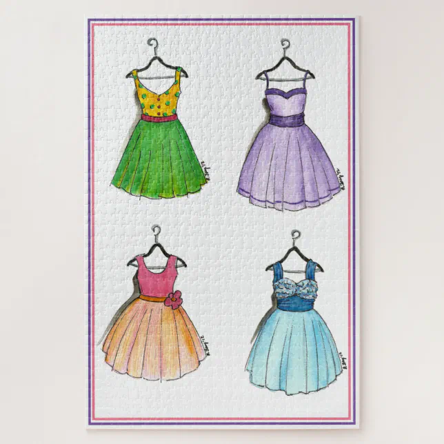Pretty Vintage Clothing 1950s Prom Party Dresses Jigsaw Puzzle (Vertical)
