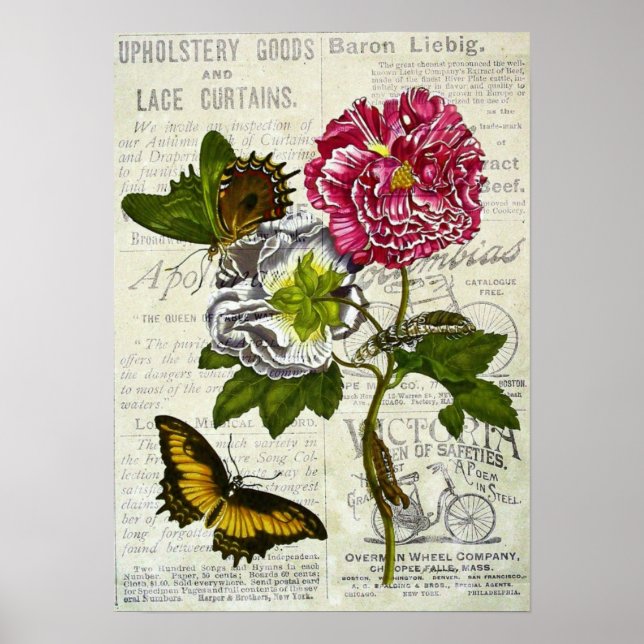 Pretty Vintage Collage Canvas Poster (Front)