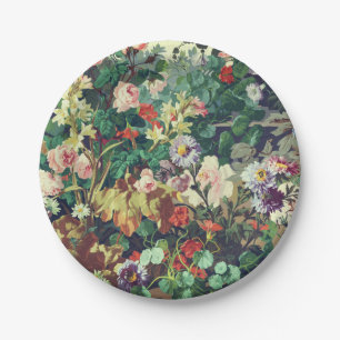 Pretty Vintage colorful flowers floral painting Paper Plates