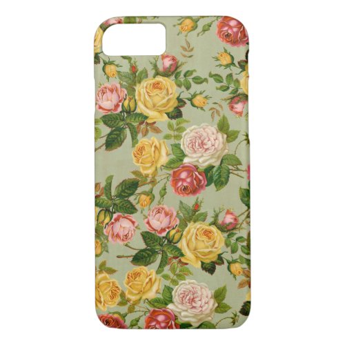Pretty Vintage Country Floral Girly Rose Pattern iPhone 87 Case