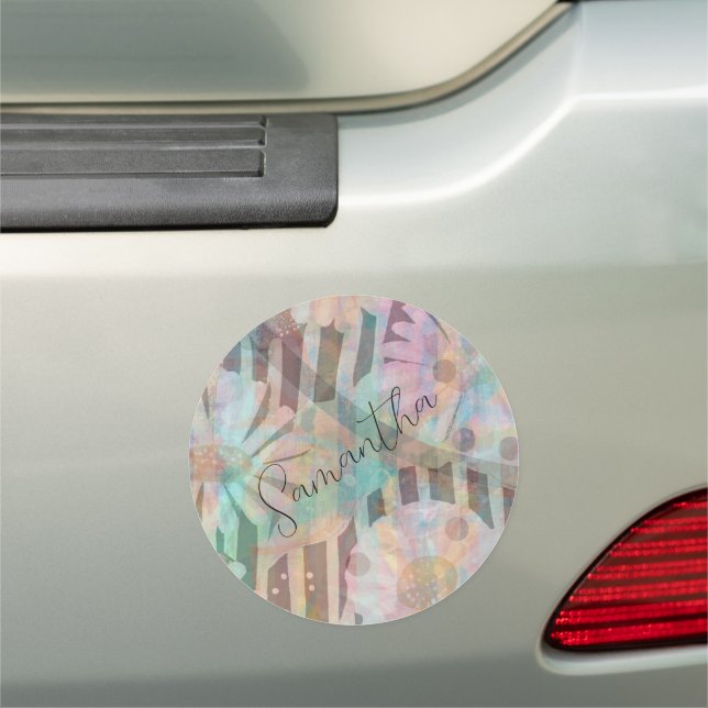 Pretty Vintage Daisies Car Magnet (In Situ)