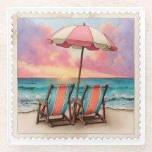 PRETTY VINTAGE DISTRESSED SUMMER BEACH SCENE