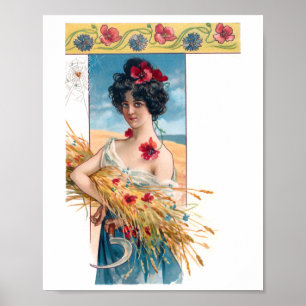 Pretty Vintage Farm Girl Poster