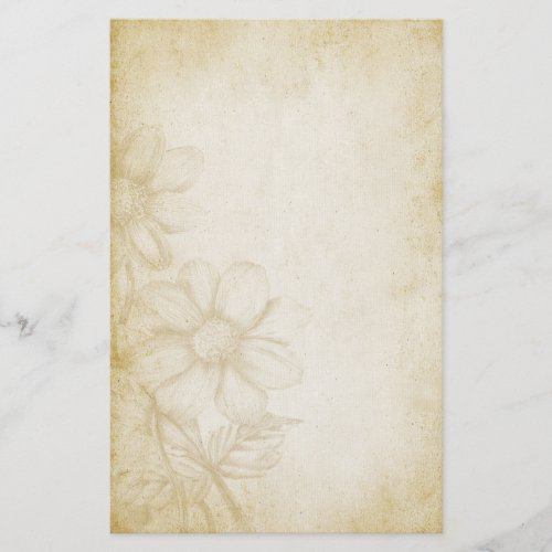 Pretty Vintage Floral Aged Note Paper