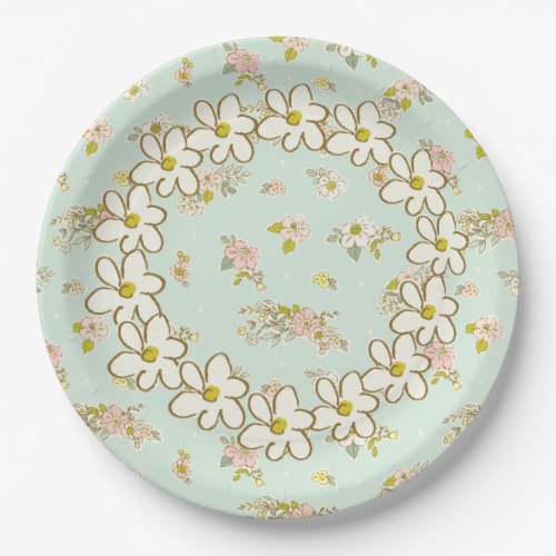 Pretty Vintage Floral Daisy Shabby Chic Paper Plates