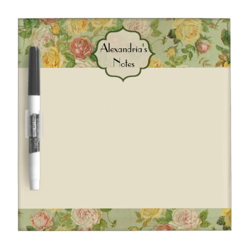 Pretty Vintage Floral Elegant Personalized Pattern Dry_Erase Board