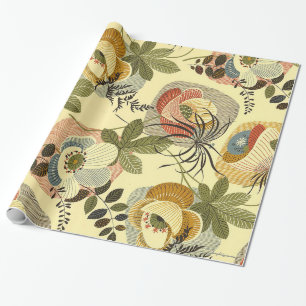 Pretty, Vintage Floral Hellebores Pattern, Elegant Wrapping Paper