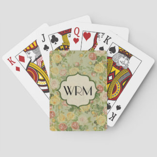 Pretty Vintage Floral Monogrammed Flower Pattern Poker Cards