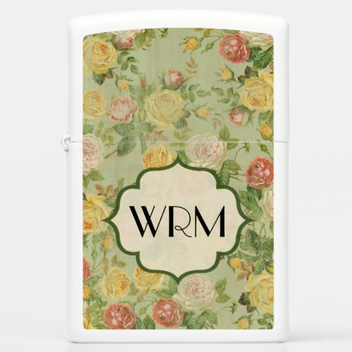 Pretty Vintage Floral Monogrammed Flower Womens Zippo Lighter