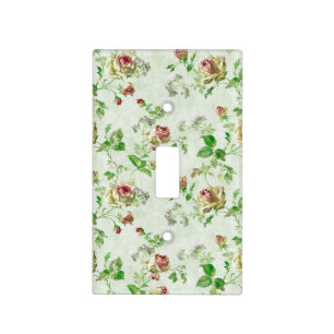 Pretty Vintage Floral Pattern Pink Roses Light Switch Cover
