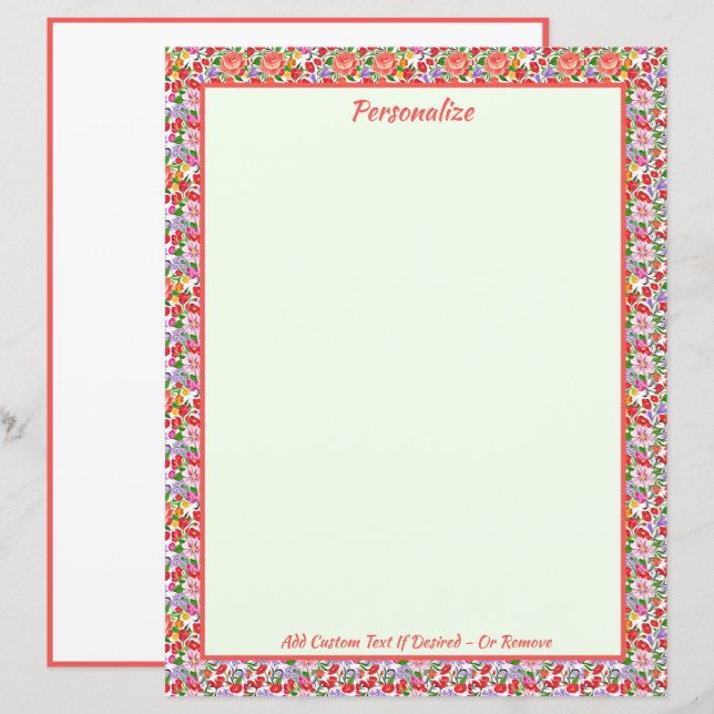 Pretty Vintage Floral Pink Flowers Personalized (Front/Back)