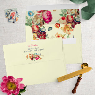 Pretty Vintage Floral Preprint Envelopes
