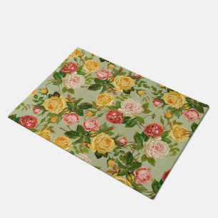 Pretty Vintage Floral Rose Pattern Girly Doormat