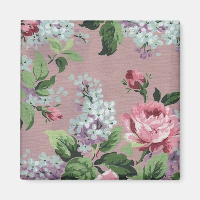 Pretty Vintage Floral Wallpaper Magnet (Front)