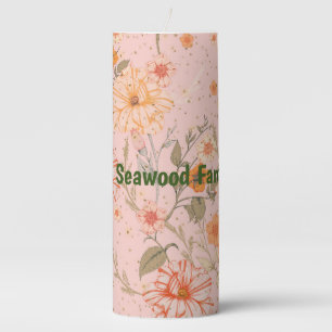 Pretty Vintage Floral with Family Name Pillar Candle