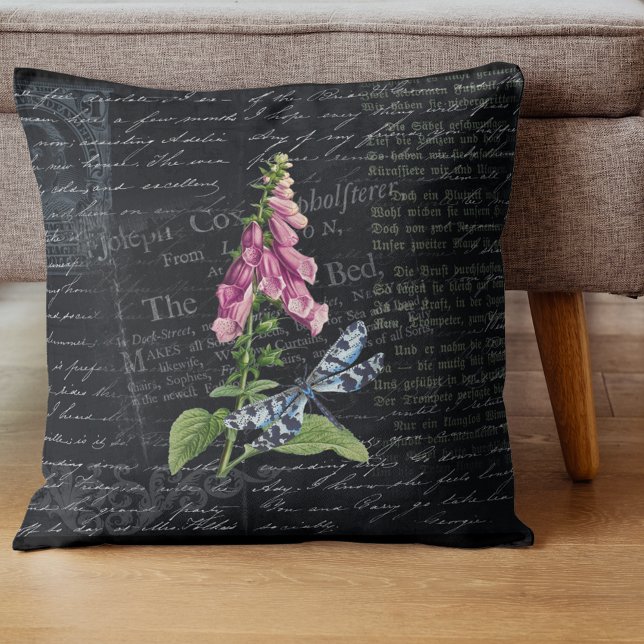 Pretty Vintage Flower & Butterfly Botanical   Throw Pillow (Creator Uploaded)