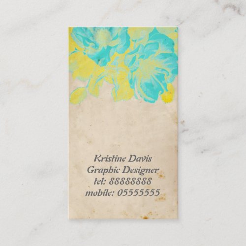 Pretty vintage flowers, business card