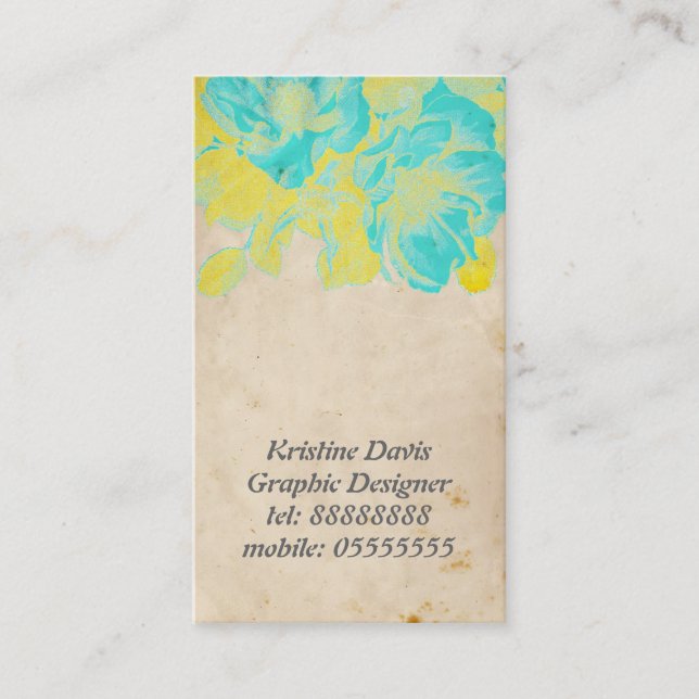 Pretty vintage flowers, business card (Front)