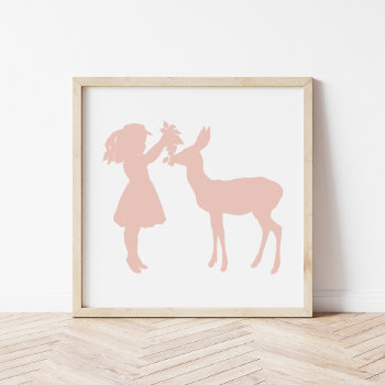 Pretty Vintage Girl And Deer Silhouette Poster by Orabella at Zazzle