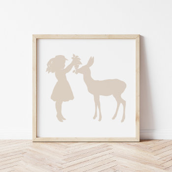 Pretty Vintage Girl And Deer Silhouette Poster by Orabella at Zazzle