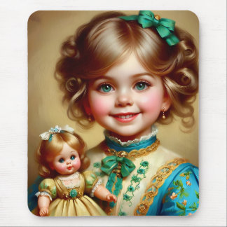 ~ Pretty Vintage Girl and Doll ~ Mousepad