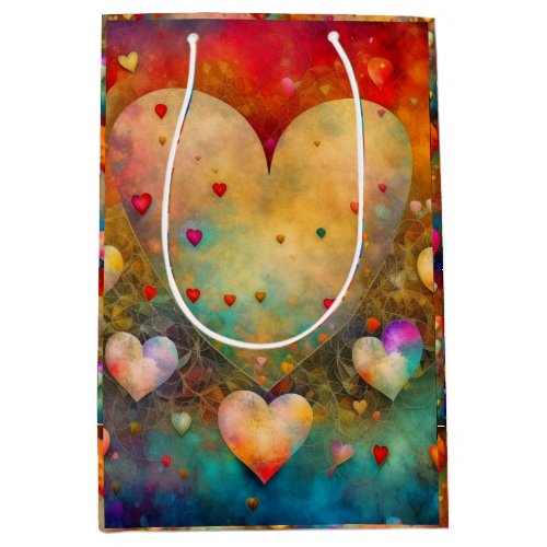 Pretty Vintage Hearts Valentines Day Medium Gift Bag