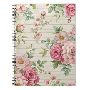 Pretty Vintage Inspired Pink Floral Notebook