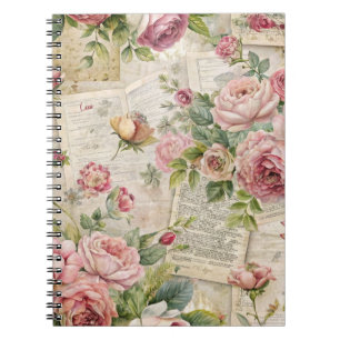 Pretty Vintage Inspired Pink Floral Notebook