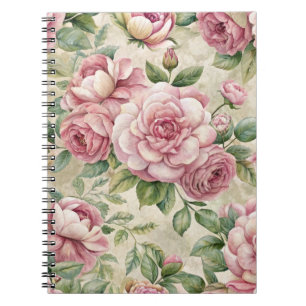 Pretty Vintage Inspired Pink Floral Notebook