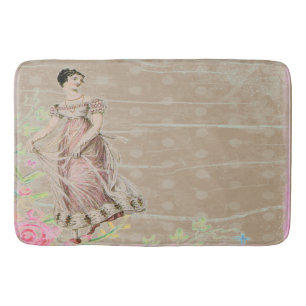 Pretty vintage lady taupe Victorian Bathroom mat