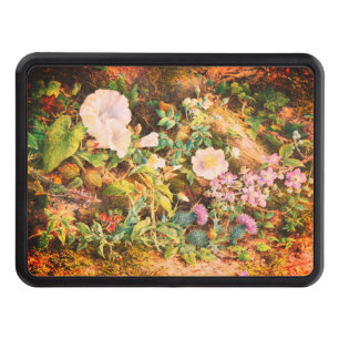 Pretty Vintage petunias flowers floral painting Hitch Cover