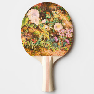 Pretty Vintage petunias flowers floral painting Ping Pong Paddle