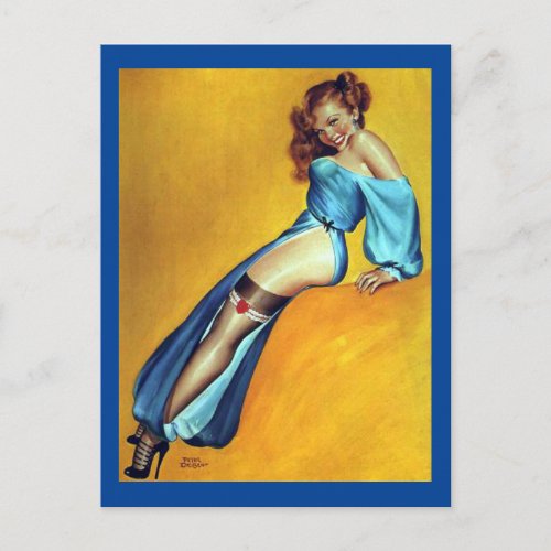 Pretty Vintage pin up girl art Postcard