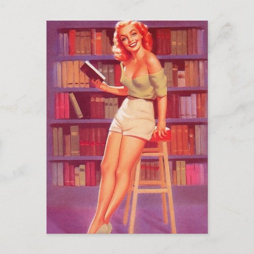 Pretty Vintage pin up girl art Postcard