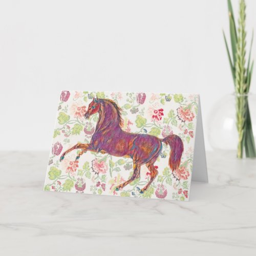 Pretty Vintage Pink Art Horse Note Card