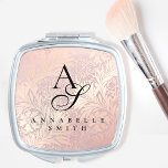 Pretty Vintage Pink Botanical Personalized  Compact Mirror<br><div class="desc">Add a touch of elegance to your wedding party gifts with our Pretty Vintage Pink Botanical Personalized Compact Mirror. Featuring a stunning pink, rose gold, and black design with vintage charm, this fancy makeup mirror can be personalized with a monogram and name, making it the perfect keepsake for the bride...</div>