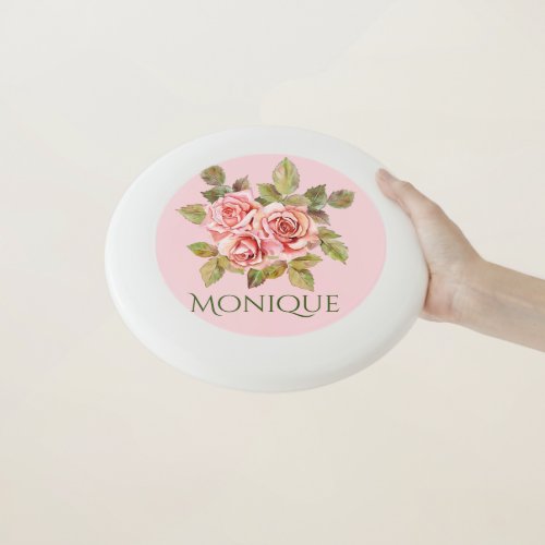 Pretty Vintage Pink Roses Personalized Wham_O Frisbee