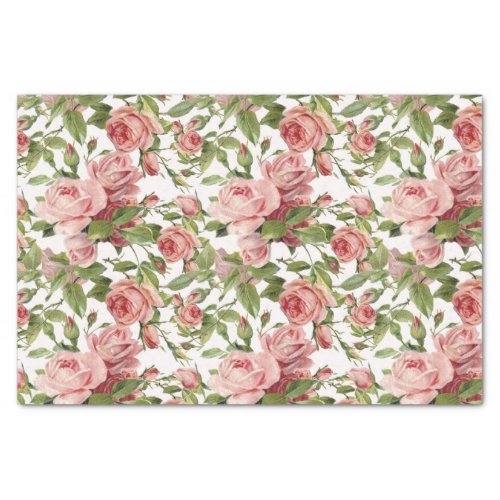 Pretty Vintage Pink Roses Tissue Paper