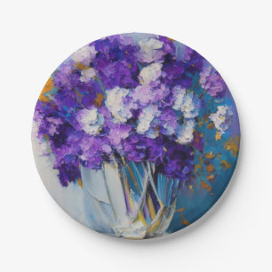 Pretty Vintage Purple Flowers Paper Plates