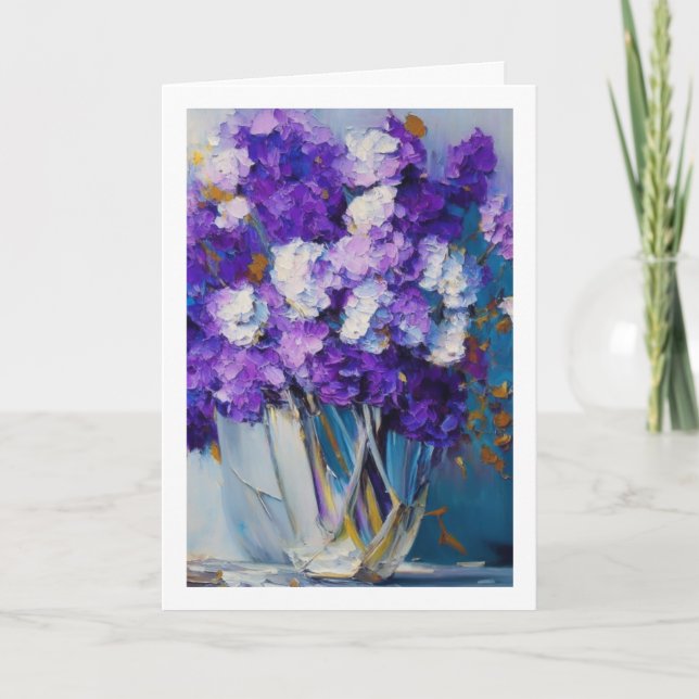 Pretty Vintage Purple Flowers | Thinking of You Card (Front)