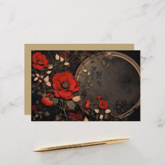 Pretty Vintage Red & Black Floral Paper