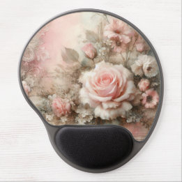 Pretty Vintage Shabby Chic Pastel Pink Rose Gel Mouse Pad