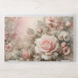 Pretty Vintage Shabby Chic Pastel Pink Rose HP Laptop Skin