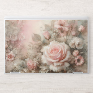 Pretty Vintage Shabby Chic Pastel Pink Rose HP Laptop Skin